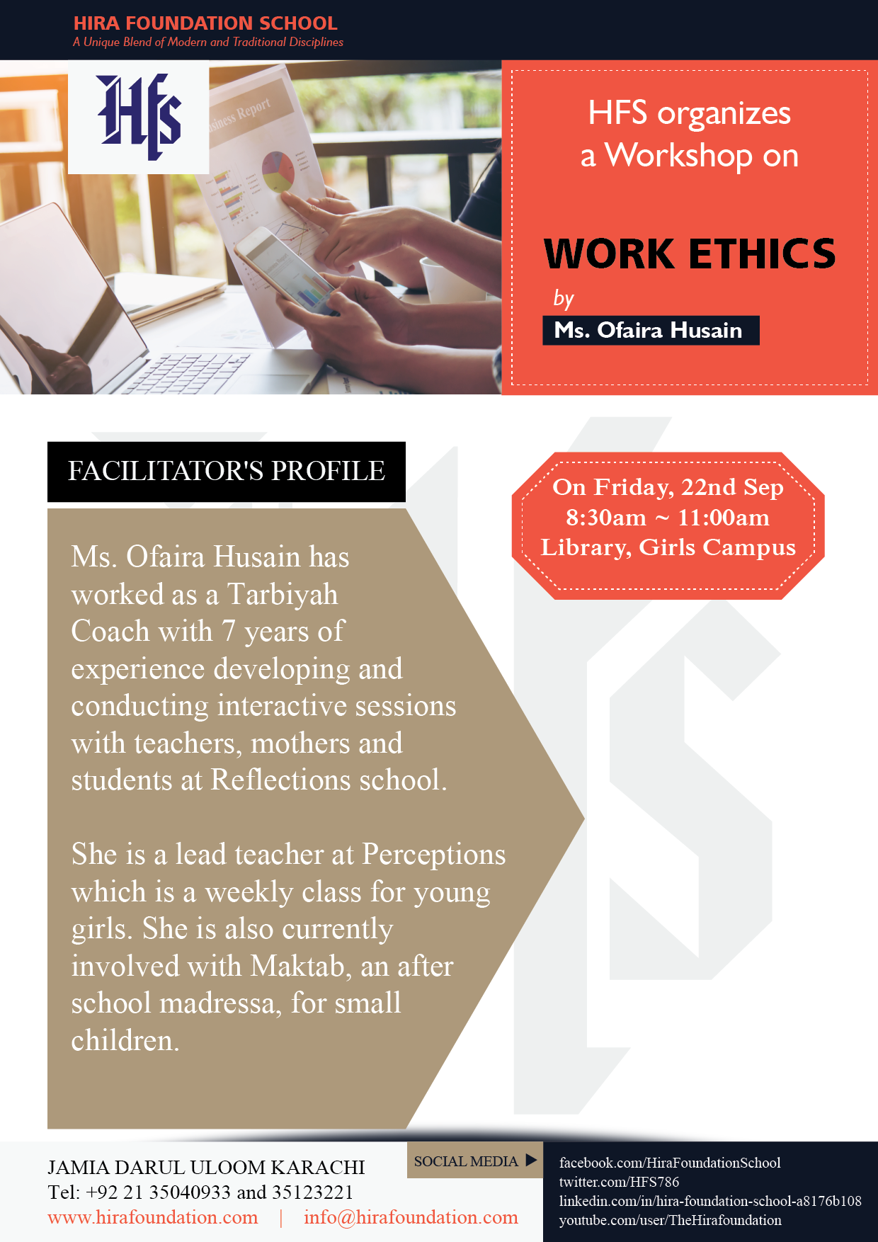 HFS organizes a workshop on WORK ETHICS